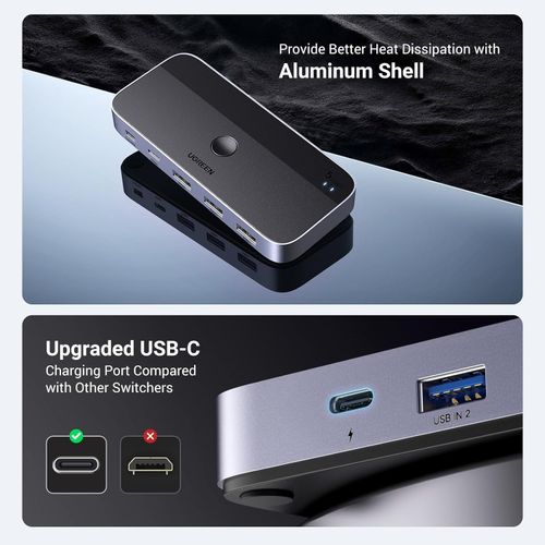 UGREEN USB 3.0 prekidač za dijeljenje USB C & A uređaja između 2 računala slika 8