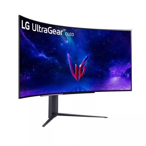 LG 45GR95QE-B 44.5" Curved UltraGear OLED WQHD 3440x1440@240Hz Gaming, 21:9, 1500000:1, 0.03ms, 200 cd/m², 178º/178º, HDR 10, FreeSync Premium, G-SYNC Compatible, 2 HDMI, 1 DP 1.4, 1xUSB Upstream Port/2xUSB Downstream, VESA 100x100mm,Height,Tilt,Swivel,Black,3yw slika 2