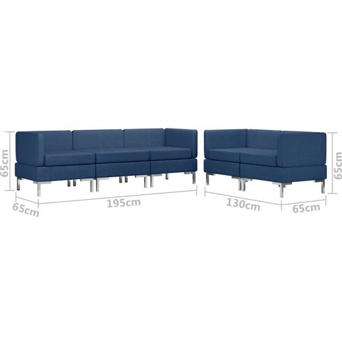 5-dijelni set sofa od tkanine plavi slika 33