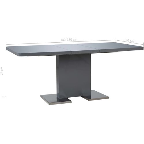 Produživi stol visokog sjaja sivi 180 x 90 x 76 cm MDF slika 9