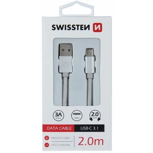 Swissten kabl USB/Type C 2,0m siva slika 2