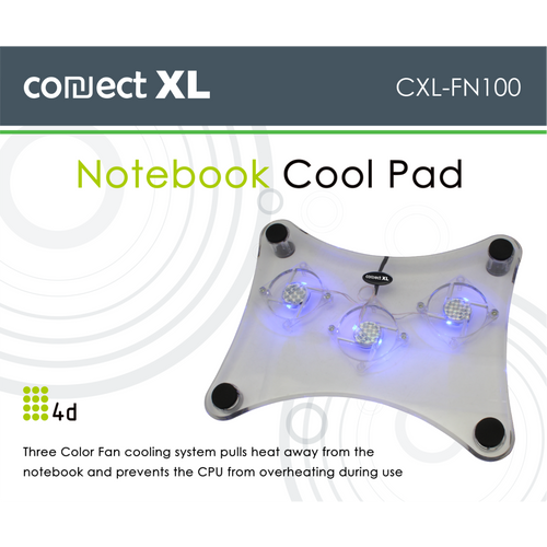 Connect XL Hladnjak za laptop 4D, 12"-15", 3 ventilatora, konekcija USB - CXL-FN100 slika 1