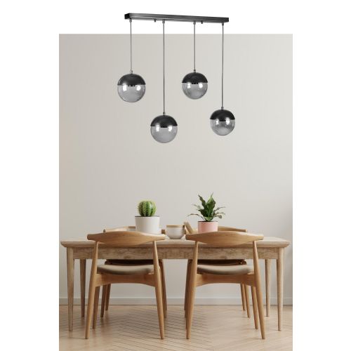 Küre 4 Lü Sıralı Siyah Füme Camlı Sarkıt Dark Grey Chandelier slika 1