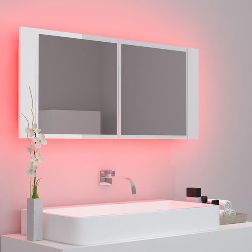 LED kupaonski ormarić s ogledalom sjajni bijeli 100x12x45 cm slika 5