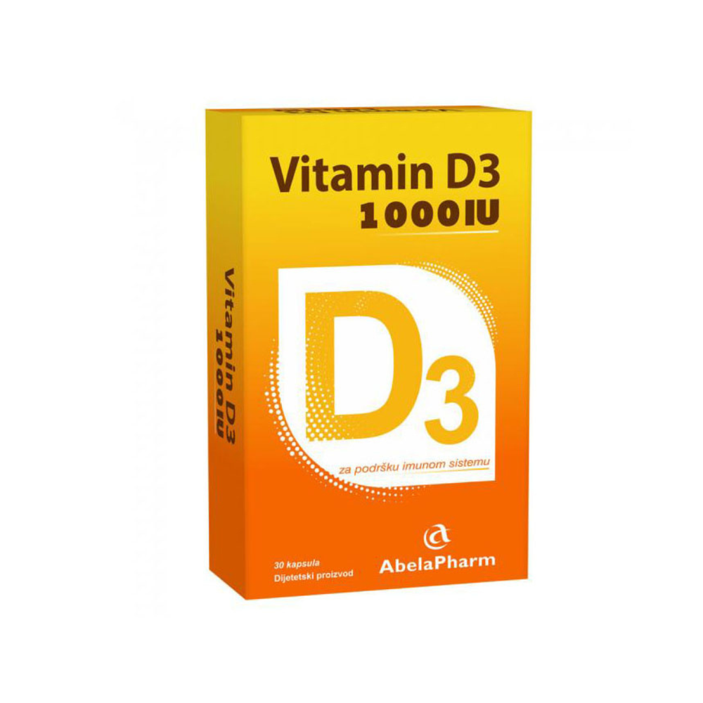 Abela Pharm Vitamin D3 1000 IU Kapsule dodatak ishrani za imunitet i kosti 30 kapsula slika 1