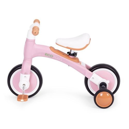 ECOTOYS Balans Bicikl sa Pedalama i Pomoćnim Točkovima 3u1 - Pink slika 6