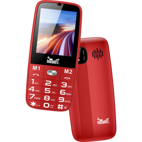 MeanIT Telefon mobilni, SOS tipka, LED svjetiljka - Senior 15, Crveni slika 2