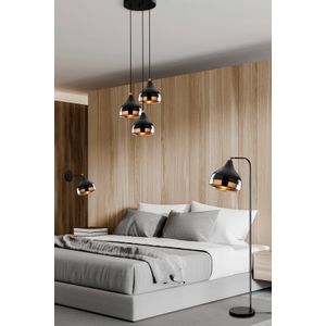 Yıldo - Set4 Crni Bakarni Luster i Set Lampe za Pod i Zid