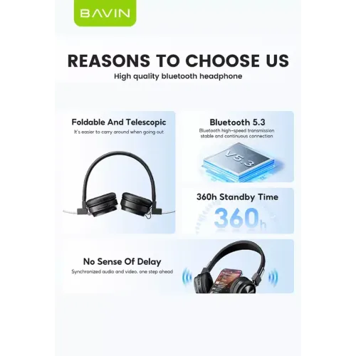 Bavin Wireless slušalice crna slika 6