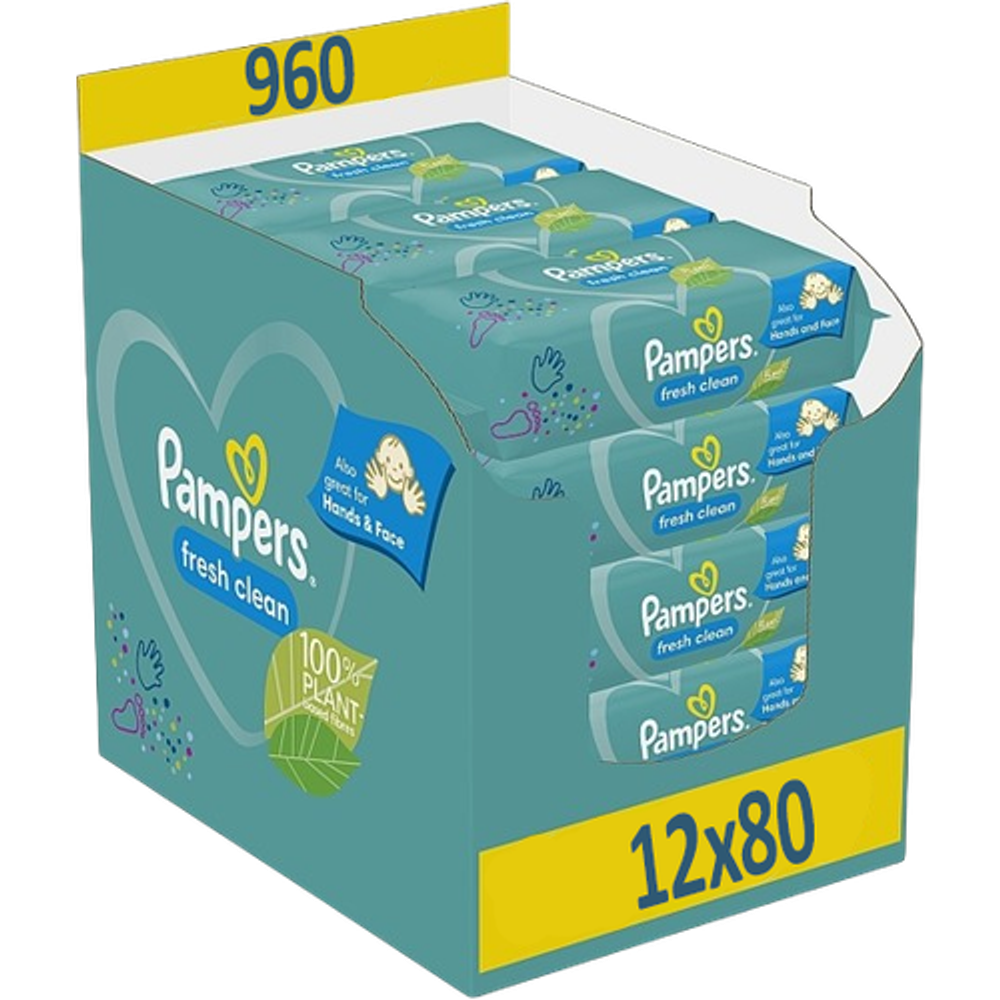 Pampers Vlažne maramice Fresh Clean XXL / 12x80kom slika 1