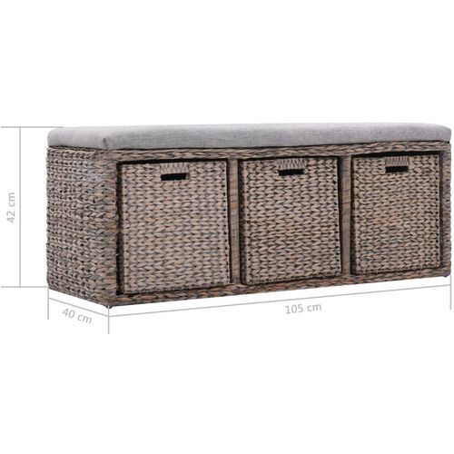 Klupa s 3 košare od morske trave 105 x 40 x 42 cm siva slika 24