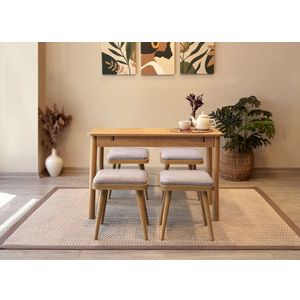 Vina Mini 05 0701 - Set Ekstenzibilnog Stola i Stolica u Soho Sivoj Boji (5 Komada)