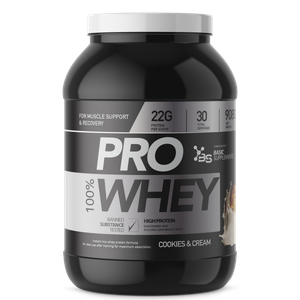 100% PRO WHEY 908GR BASIC SUPPLEMENTS -  Cookie's &amp; Cream