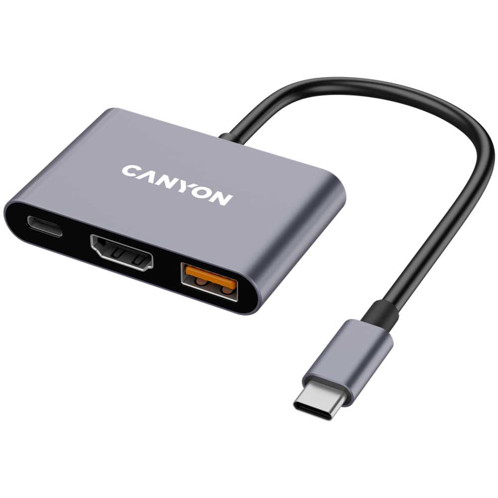 CANYON hub DS-4 3in1 USB-C Grey slika 1