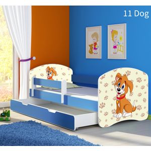 Dječji krevet ACMA s motivom, bočna plava + ladica 140x70 cm - 11 Dog