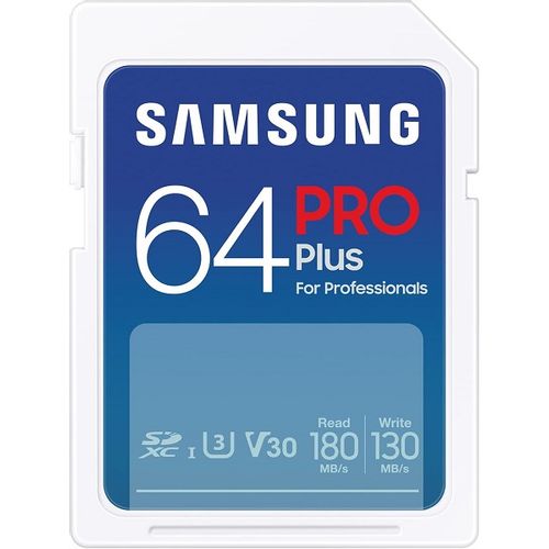 Samsung MB-SD64S/EU MicroSD 64GB, PRO Plus, SDXC, UHS-I U3 V30 A2, Read up to 180MB/s, Write up to 130 MB/s, for 4K and FullHD video recording slika 1