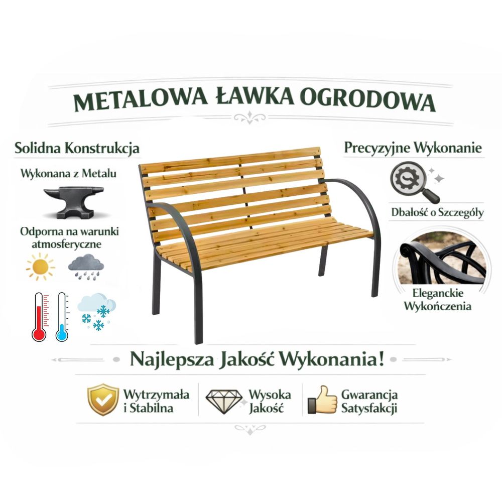 Vrtna klupa Drvena metalna klupa u parku s naslonom slika 6