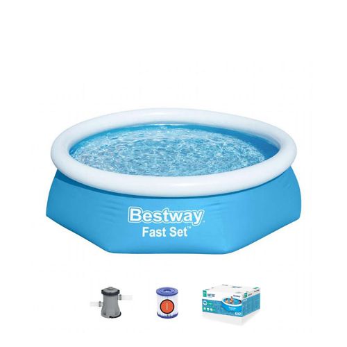 Bestway dečiji bazen sa prstenom na naduvavanje Fast set – 244x61cm 57450 slika 1