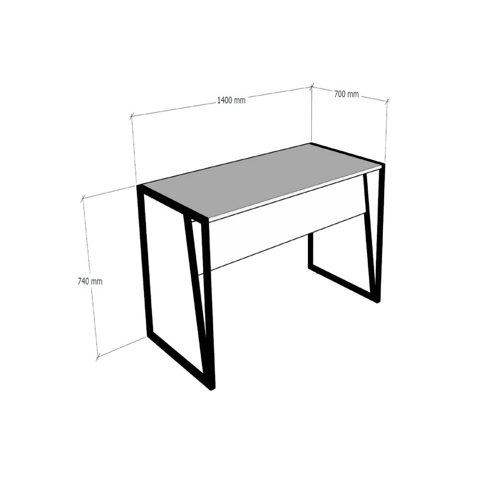 Kemer - Walnut Black Study Desk - radni sto slika 6