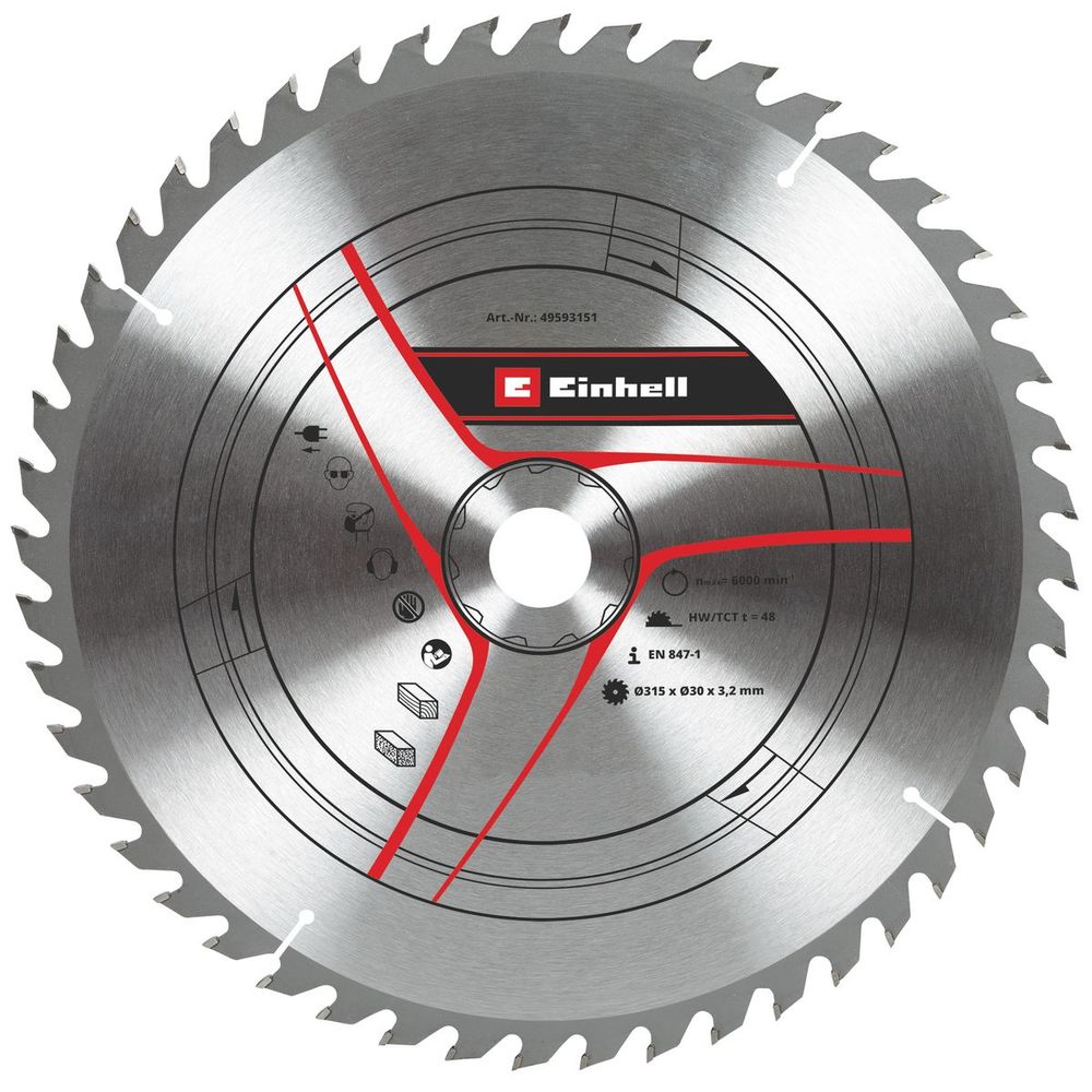 Einhell Pribor za stacionarne testere, TCT rezni list 315x30x3,2 mm, T48 slika 1