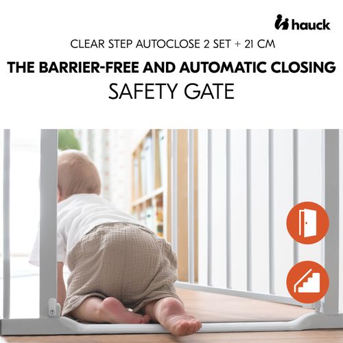 Hauck zaštitna ograda Clear Step 2 Set (75 - 80 cm) + 21 cm produžetak Bijela slika 2