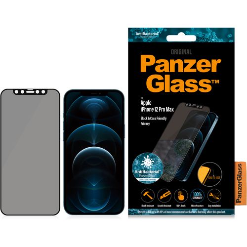 Panzerglass zaštitno staklo za iPhone 12 Pro Max case friendly privacy antibacterial black slika 1