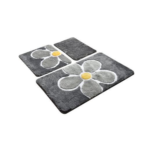 Flower - Grey Multicolor Acrylic Bathmat Set (3 Pieces) slika 2