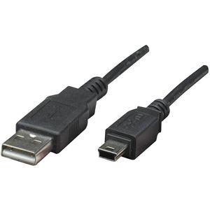 Manhattan USB kabel USB 2.0 USB-A utikač, USB-Mini-B utikač 1.80 m crna pozlaćeni kontakti, UL certificiran 333375-CG