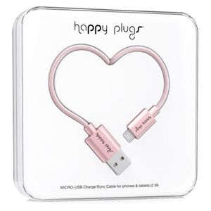 Happy Plugs, Micro Usb kabel 2.0m, Pink Gold