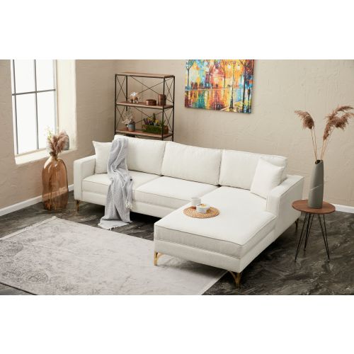 Atelier Del Sofa Kutna garnitura, Krem Zlato, Berlin Right - Cream, Gold slika 2