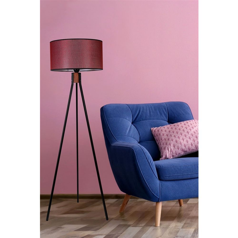 Fısco Tripod Crni Lambader sa Bordo Abajurlom slika 2