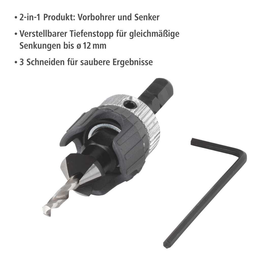 Wolfcraft Svrdlo Za Predbušenje 3,2-12 mm Sa Upuštačem i Graničnikom - 2544000 slika 2