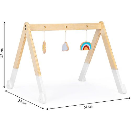 Dječji drveni gimnastički stalak s igračkama slika 5