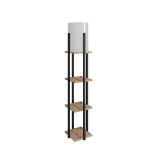 Opviq Podna lampa polica NORA crna- drvo, ivrica, MDF, platno, visina 135 cm, promjer sjenila 21 cm, visina 36 cm, E27 45-60 W, Nora SRC