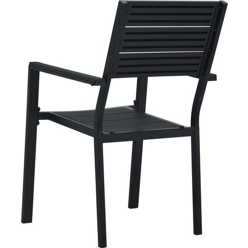 Vrtne stolice 2 kom crne HDPE s izgledom drva slika 5