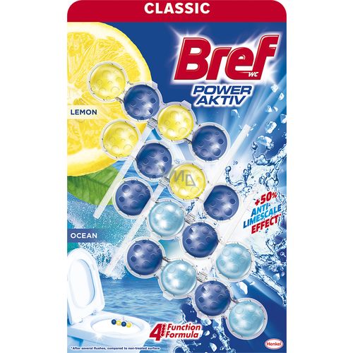 Bref Power Aktiv osvježivač WC šolje Lemon&Ocean 4x50g slika 1