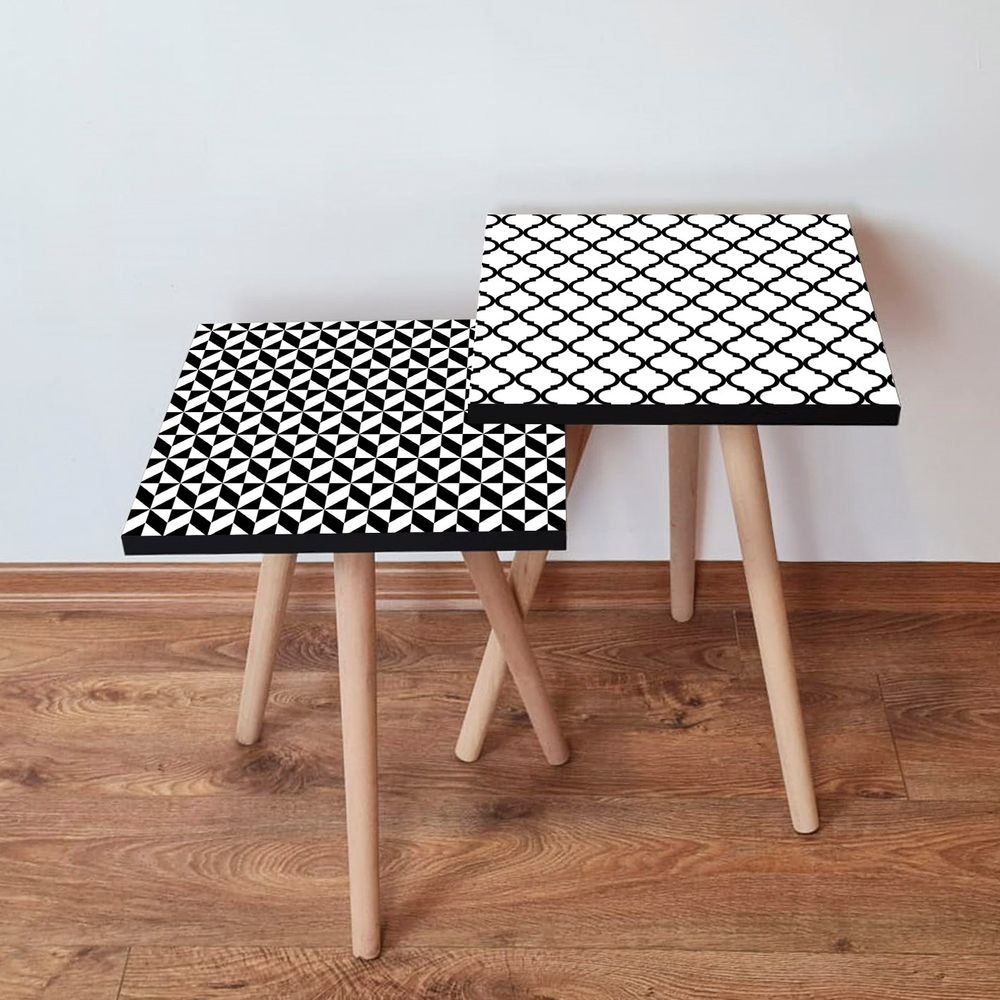 Nesting stolovi 2Shp447 - (2 komada) - boje: crna, bijela slika 1