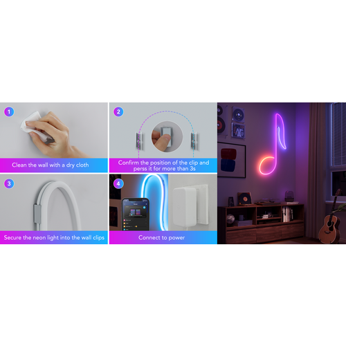 Govee Neon Rope Light 2 Držači Bijeli - Paket od 20 komada slika 4