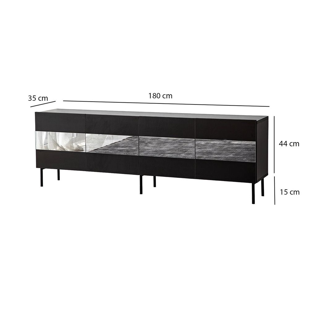 TV Stalak Leon - Crni, Fume Black slika 7