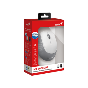 Genius Bluetooth wls miš bijel NX-8000S BT white, 3 tipke, 1200 DPI, BlueEye, wireless