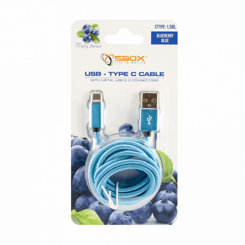 S BOX Kabl USB A / Type C, Fruity  1,5 m, Blue slika 2