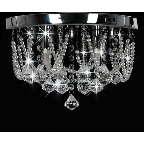 Stropna svjetiljka s kristalnim perlama srebrna okrugla 4 x G9 slika 23
