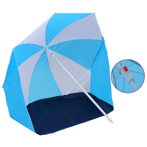 Šator od suncobrana za plažu plavo-bijeli 180 cm od tkanine slika 15