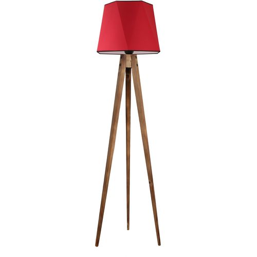 Tripod lambader yanık altıgen kırmızı abajurlu Red Floor Lamp slika 2