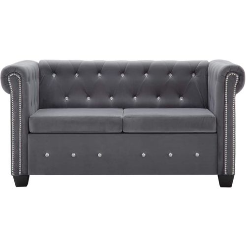 Dvosjed Chesterfield s baršunastom presvlakom 146 x 75 x 72 cm sivi slika 11