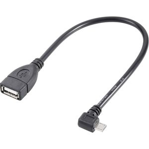 Renkforce USB kabel USB 2.0 USB-Micro-B utikač, USB-A utičnica 0.10 m crna s otg funkcijom, pozlaćeni kontakti RF-4080777