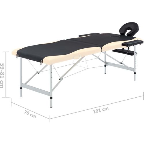 Sklopivi masažni stol s 2 zone aluminijski crno-bež slika 24