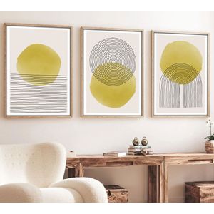 Huhu144 - Dekorativno Slikarstvo u Okviru od MDF-a 50 x 70 Multicolor (Set od 3 Komada)