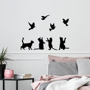 Wallity Metalna zidna dekoracija, Birds Playing With Cats