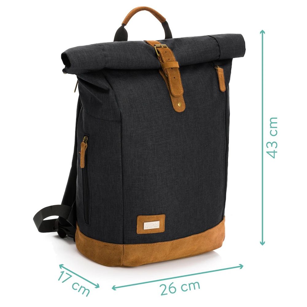 Fillikid Torba/Ruksak za pelene Berlin Rolltop, Crni Melange slika 12